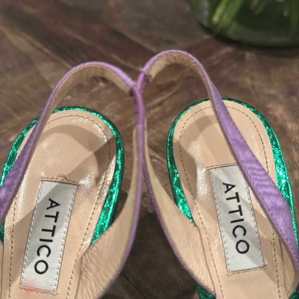 Attico Leather Colorblock Pattern Slingback Pumps Size 36 - Picture 8 of 9